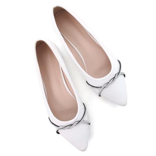 Image of TN TANGNEST Womens Casual Flats Chain Ballet Flats | Fashion Pointed Toe Rhinestone Flats, Comfort Slip On Dress Shoes for Business Work Office Wedding Party