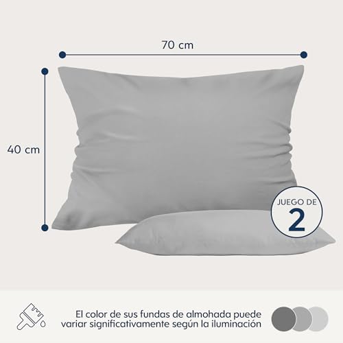 Miniatura 2 de Dreamzie Fundas De Almohada Juego De 2 - Para Las Almohadas 40 X 70 Cm, Gris Estaño, Microfibra 100 Poliéster - Fundas De Cojines De Calidad Con Una Suavidad Incomparable