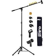 【ADJUSTABLE HEIGHT FOR ALL AGES & STURDY BUILD】 Easily adjust the microphone stand's height from 20" to 75" with secure locking knobs, making it perfect for children, adults, and performers of any size. Its reinforced supporting structure provides su...
