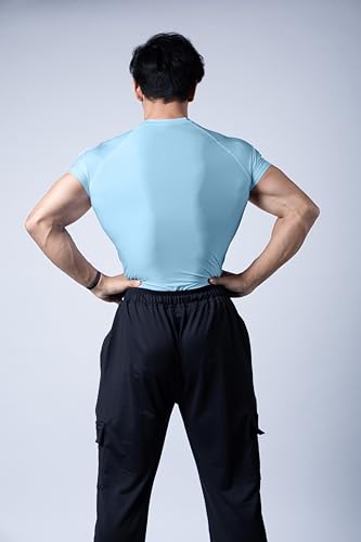 Image of COITONIC Men's Half Sleeve Compression T-Shirt - Athletic Base Layer for Gym, Sports & Fitness Training