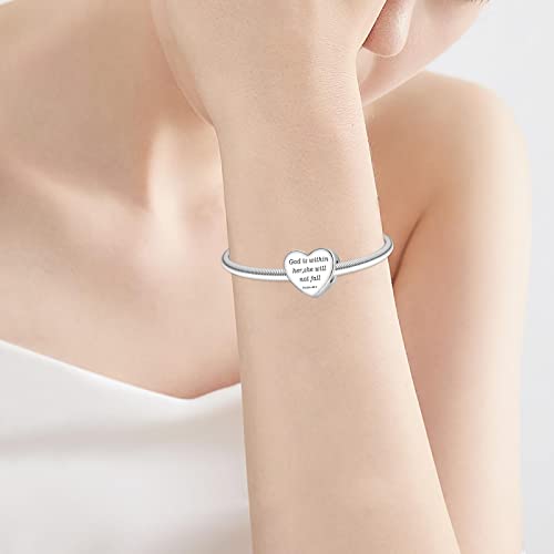 Image of LUXILLA Love You Best Friend Grandma Wife Heart Charm 925 Sterling Silver Charms Fit for Bracelets Necklace Jewelry Gift for Women
