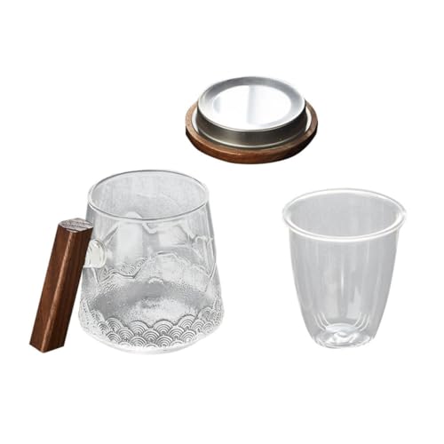Amosfun Taza de té de vidrio resistente al calor con tapa y filtro, gran capacidad, creativa, para beber té en casa, oficina, para preparar y degustar