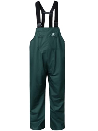 RainRider Waterproof Bib Pants for Men Women Heavy Duty Rain Trousers Waterproof Work Pants Fishing Overalls(Dark Green,L)