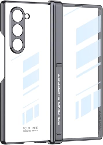 Coque Samsung Z Fold 6 premium transparente grise avec protection rigide de la charnière