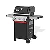 Weber Spirit E-310 barbecue a gas, 3 bruciatori, 51 x 46 cm superficie di cottura, griglia di mantenimento, termometro integrato, 2 ruote - Nero/Argento (1500864)