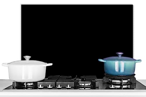 KitchenYeah© Antisalpicaduras Cocina 60x40 cm Protector Salpicaduras Pared Chapa Aluminio Kitchen Panel Vitrocerámica Accesorios Salpicadero Decoración Negro - Patrones - Interior - Sólido