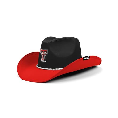 FOCO Texas Tech Red Raiders NCAA College Logo Two Tone Cowboy Hat, Team Color