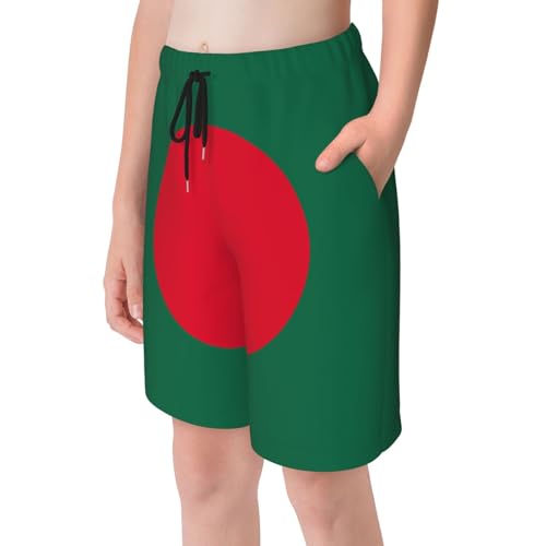 Flag of Bangladesh Youth Beach Pants, Soft and Breathable, with Drawstring Waist, Suitable for Sports and Leisure.4