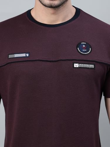 Image of Cantabil Poly Cotton Regular Fit Solid Round Neck Half Sleeve Casual T-Shirt for Men | Half Sleeves Round Neck T-Shirts for Men | Mens Round Neck T-Shirt (P MTSH00680)