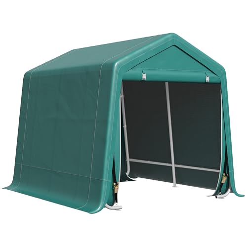 Outsunny Garage Moto per Esterno 2.4x2 m, Tenda Garage per Attrezzi in Metallo e Tessuto PE, per Moto e Biciclette, Verde