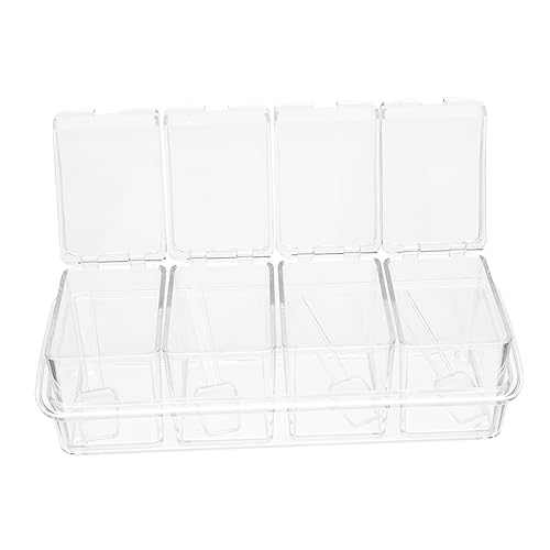 CIYODO 1 Set Four Seasoning Jars Container with Kitchen Utensils Condiment Jars with Condiment Container Seasoning Storage Container Spice Storage Jar Salt Jar Acrylic Transparent