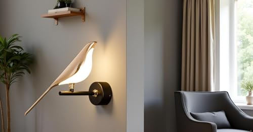 Image of DREAMY DESIGNS Golden Bird Wall Light for Living Room, Modern Wall Lamps for Bedroom, Wall Lights for Home Decoration, Bedside Wall Lamp Scone for resturant /Cafe