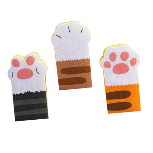 Healeved 3Pcs Cat Claw Pattern Dishwashing Sponge Pad Colorful Kitchen Cleaning Pads for Easy Dish Scrubbing and Home Cleaning Random Style Durable and Convenient