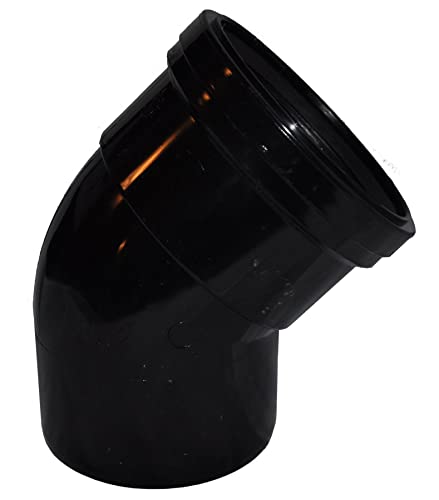 Single Socket Pushfit Soil Pipe 45 Degree Bend - Black