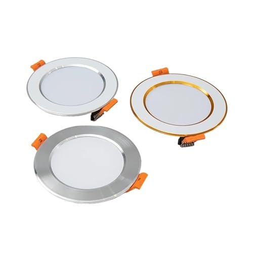 LED �_�E�����C�g 220V �X�|�b�g 3 �F���� 5 ���b�g 7 ���b�g 9 ���b�g 12 ���b�g 15 ���b�g���ߍ��݌^ LED �V��_�E�����C�g���C�g�≷���F�����v(3-color dimming,White Sliver 15W)