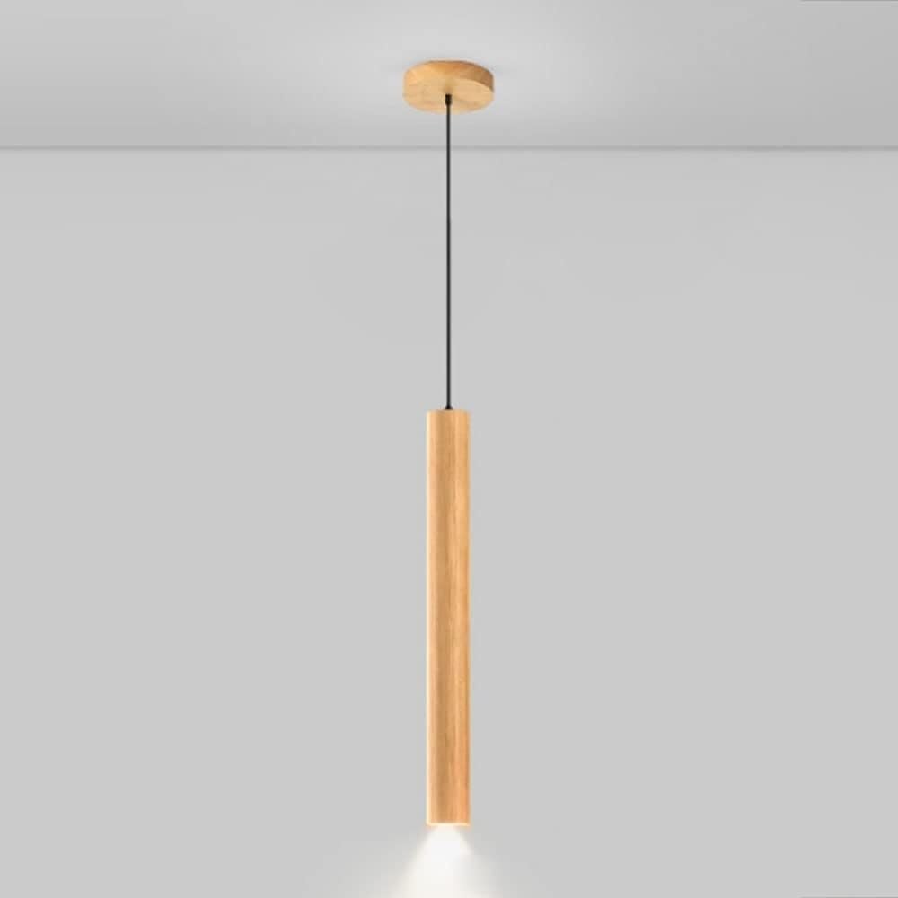 Lámpara LED de madera lineal regulable estilo granja vintage para colgar en isla de cocina