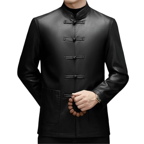 Veste en cuir homme col montant style chinois pour vos sorties de mi-saison
