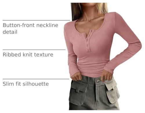 Image of PRETTYGARDEN Women's Fall Long Sleeve Henley T Shirts
