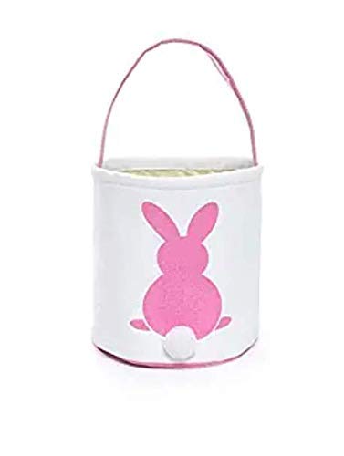 Easter Basket for Kids, 2020 New Easter Bunny Baskets with Fluffy Tail, Rabbit Tote Bag Bucket for Easter Egg Hunts, Toys, Candy, Gifts (Pink)