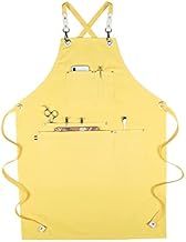 Delantal resistente al desgaste con bolsillos es adecuado para pintar carpintería, jardinería, café, peluquero, trabajo (color: amarillo, tamaño: 56 x 80 cm)