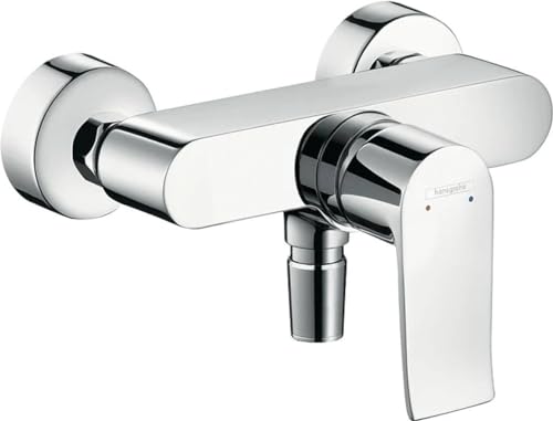 Hansgrohe Duscharmatur Metris, 31680, Aufputz Einhebel-Brausemischer mit Boltic-Verriegelung, Keramikmischsystem, Temperaturbegrenzung, Rückflussverhinderer, 1 Verbraucher, Chrom, 09736 9