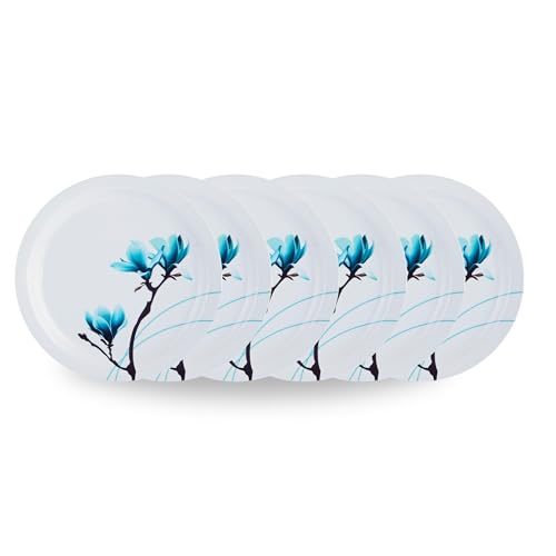 Image of Melamine Quarter Plates | Round Half Plate | Microwave Safe | Break Resistant | Plates for Snacks, Lunch, Dinner | Plates for Home, Office, Restaurant | Set of 6 | 7 Inch's (Sea Green)