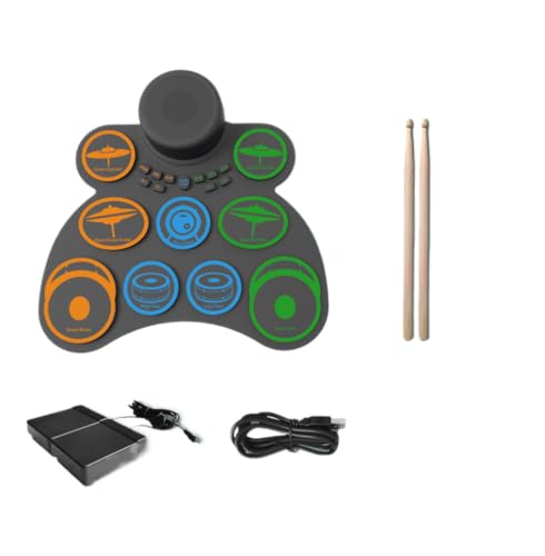 Electronic Drum Set, 9 Key Drum and 2 pedals Practice Pad, Roll-up Drum Pad Machine with Built-in Speaker Drum Sticks, 18 Hours Playtime with Headphone Jack, Ideal Christmas Holiday Gift for Kids