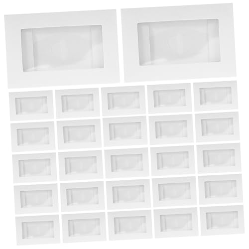 GALPADA 50枚入りカード封筒 透明窓付き 空白小封筒 ハート型留め金付き メモ用 名刺 グリーティングカード 結婚式招待状 ホワイト