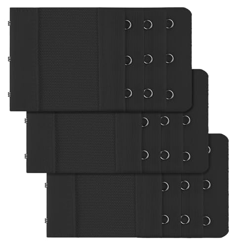 BH Verlängerung, Dehnbar BH Erweiterung, Bequem Elastische BH-Verlängerer mit 3 Haken Geeignet für Frauen Damen (3X Schwarz, 3 Haken mit Hakenabstand: 1,9 cm / 0,75 Zoll) BH Verlängerung, Dehnbar BH Erweiterung, Bequem Elastische BH-Verlängerer mit 3 Haken Geeignet für Frauen Damen (3X Schwarz, 3 Haken mit Hakenabstand: 1,9 cm / 0,75 Zoll)