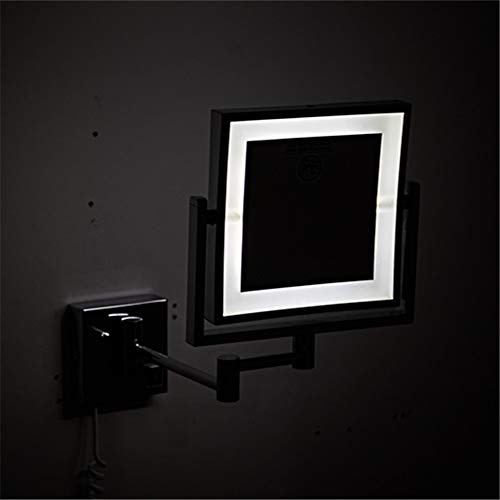 Miroir de rasage carré double face au design extensible noir mat - 7