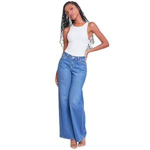 YMI Women’s Essential Low Rise Wide Leg Jeans