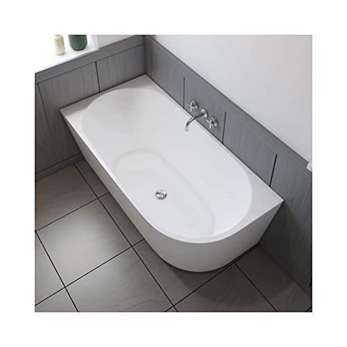 A&E Bath And Shower Poppy Left White Acrylic Corner Freestanding Bathtub #TOP4