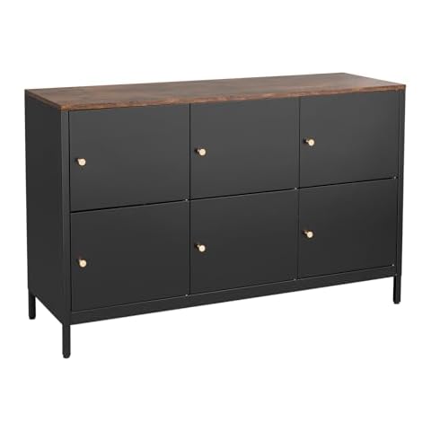 STANI Sideboard Buffet Cabinet with Storage Metal Storage Cabinet Buffet Table with 6 Doors Coffee Bar Cabinet Kitchen Cabinet TV Stand Cupboard Console Table for Living Dining Room Kitchen Hallway Cover