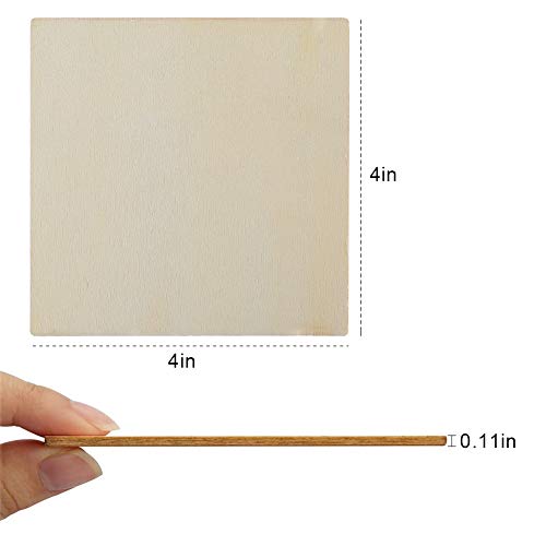 Unfinished Wood Pieces 100 Pcs Blank Square 4 X 4 Inch Wood Slices For Crafts,Cup Coasters,Wooden Ornaments,Diy Scrabble Letters Decorations #TOP1