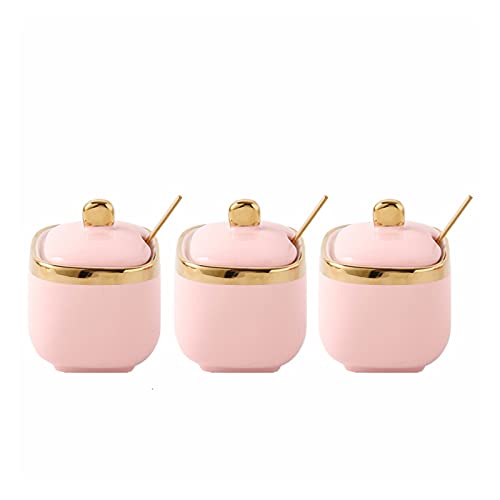 TBLOTYD Seasoning jar set with lid Seasoning Jar Set Ceramic Sugar Cans Salt Shaker Seasoning Jar Seasoning Box Four Sets Used in sugar bowl to supply tea, coffee, spic,Green-
