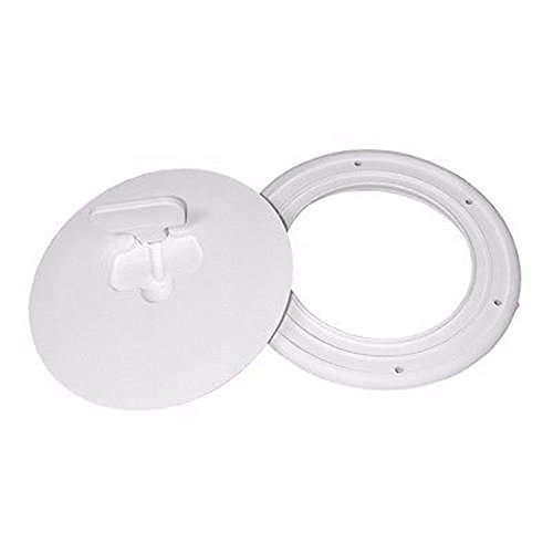 T-H Marine Boat Hatch Deck Access Plate - Cam-Out Quick Release Round Inspection Hatch Port Hole Cover Plate Includes Textured Waterproof Lid - 8", White #TOP3