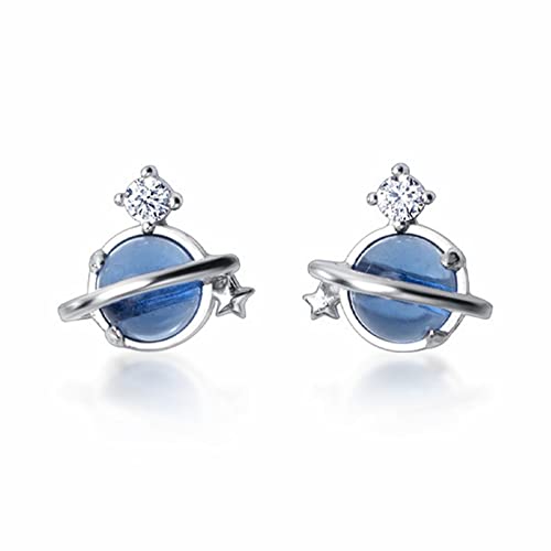 Boucles d'oreilles anti-allergie Argent 925 et zircon bleu brillant