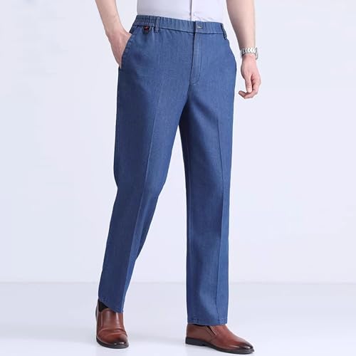 Mens Relaxed Fit Jeans Casual Elastic Waist Boot Cut Jeans Straight Leg Flex Waist Jean with Pockets4