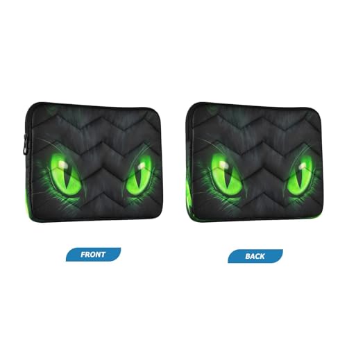 Funda para portátil de 13-14 pulgadas con diseño de ojos verdes de gato miniatura 2