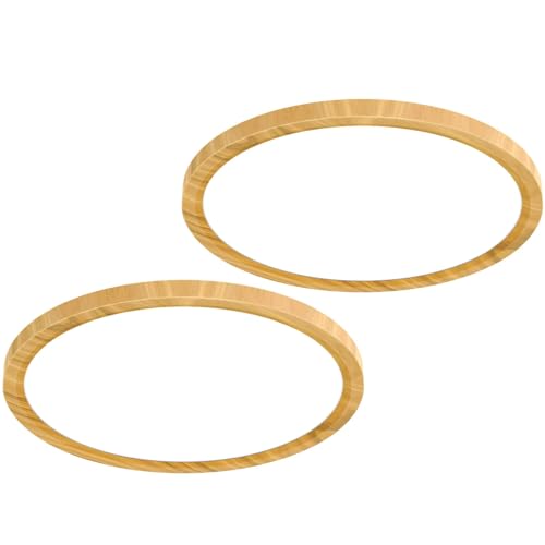 Image of libtit 2 Pack 12Inch Wooden LED Flush Mount Ceiling Light, 28W 3200lm Adjustable 3000K-6500K Color Temp | Round Lamp for Bathroom /Shower /Hallway /Kitchen