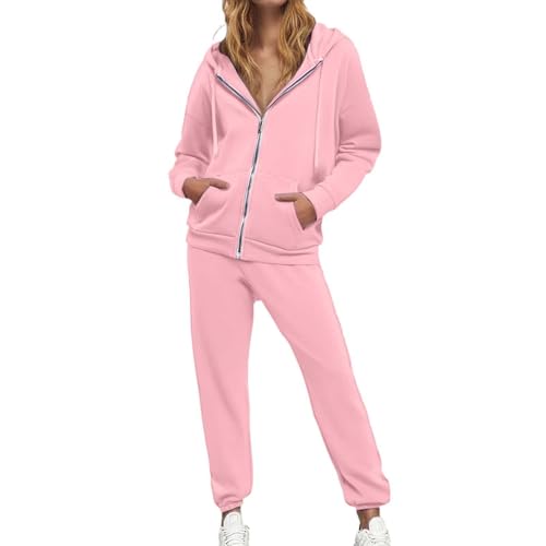 Conjunto Chandal Mujer Completo Casual Dos Piezas Deportivos Chaquetas Manga Larga con Capucha y Cremallera Pantalones con Cintura Elástica 2025 Chándal Otoño Invierno para Fitness Jogging (XXL)