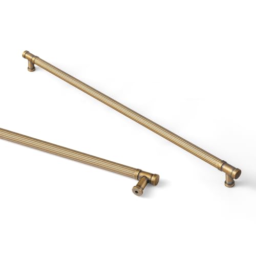 Goo-Ki 6 Pack Stripes Cabinet Pulls Antique Brass Drawer Handles, 12.6 Inch c-c Vintage Brass Dresser Pulls Zinc Alloy & Aluminium Kitchen Cabinet Hardware,3210GT-320