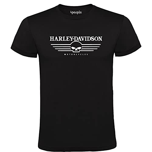 T-shirt noir avec logo Harley Davidson 100% Coton Homme Tailles S M L XL XXL, Noir , XL