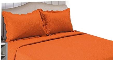 All For You 2-Piece Embroidered Quilted Pillow Shams-Standard Size (Orange)