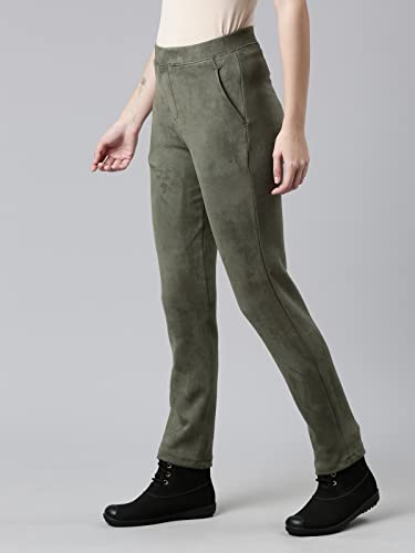 Image of GO COLORS Women Solid Mid Rise Suede Treggings