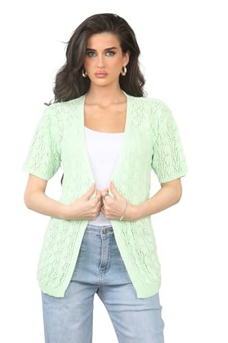 Image of Loxdonz Women's Short Sleeve Cropped Cardigan Sweaters Open Front Bolero Short Shrugs for Women