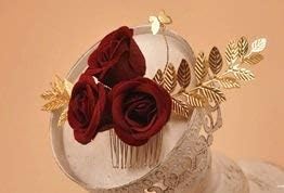 CurioCity Rose Golden Hair Comb Pin Clip for Bridal Wedding Flower Hair Clip Comb