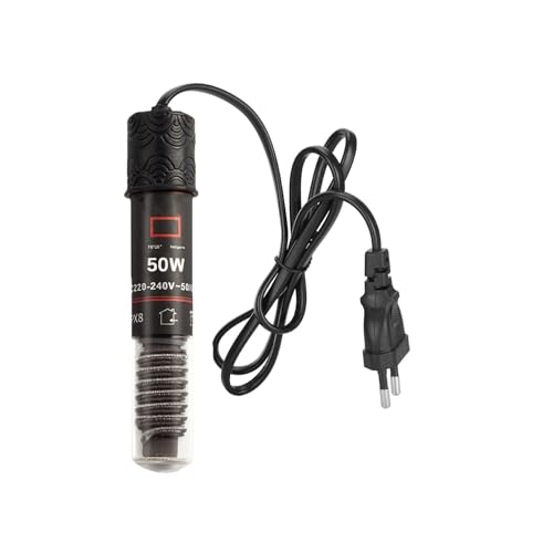 GERUI 1Pcs 50W Mini Riscaldatore per Acquario, Riscaldatore con Termostato per Tartarughe per Piccoli Acquari per Acqua Salata e Dolce con Cavo di Rete da 99cm (1)