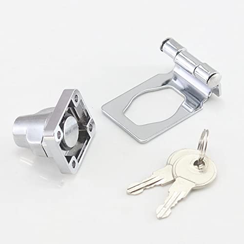 Image of 90 Degrees Keyed Door Lock Hasp Latch,Twist Knob Keyed Locking Hasp,3 Inch Zinc AlloyTwist Knob Keyed Lock Hasp for Small Doors,Cabinets, Desks (Silver)