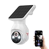 1080p WiFi Outdoor Security Camera with Solar Panel, Battery Powered, AI Motion Detection, Night Vision, Two Way Talk, IP65, Cloud Storage, Human Detection, 2.4GHz Only, Pan Tilt